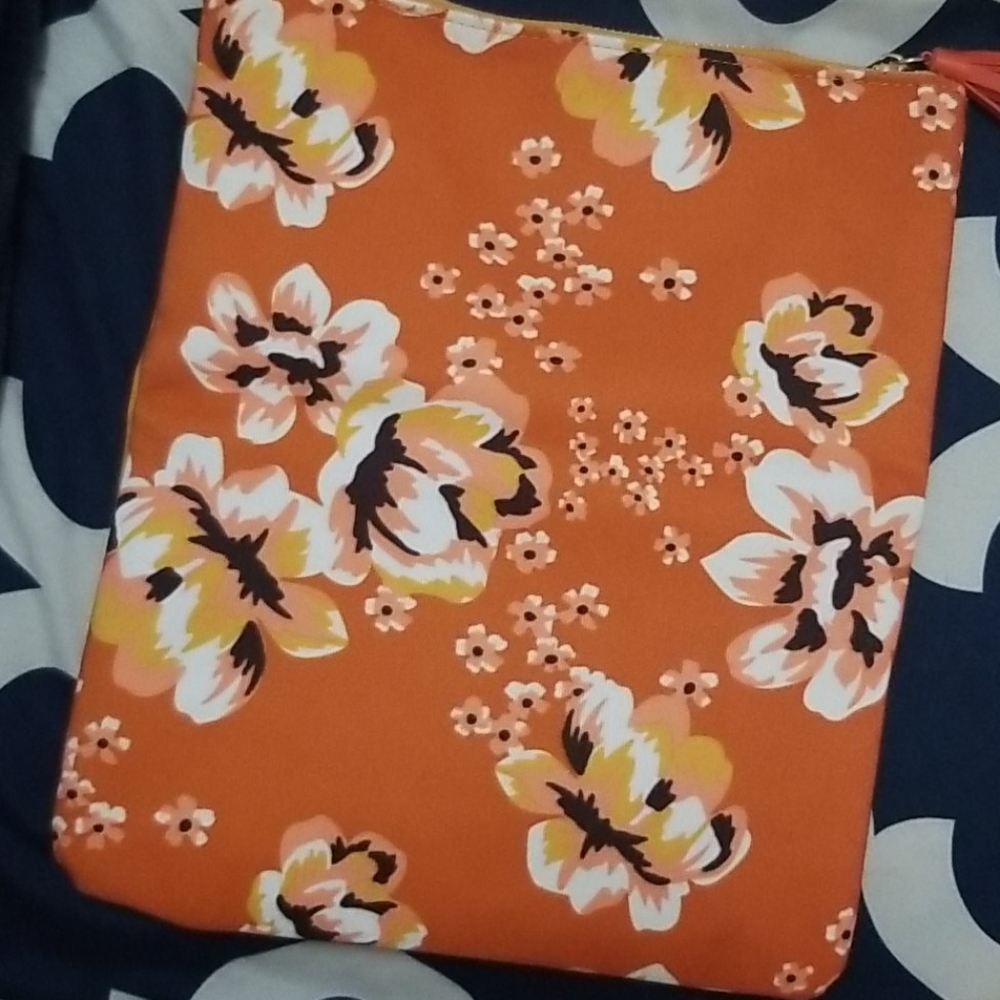 Orange floral clutch